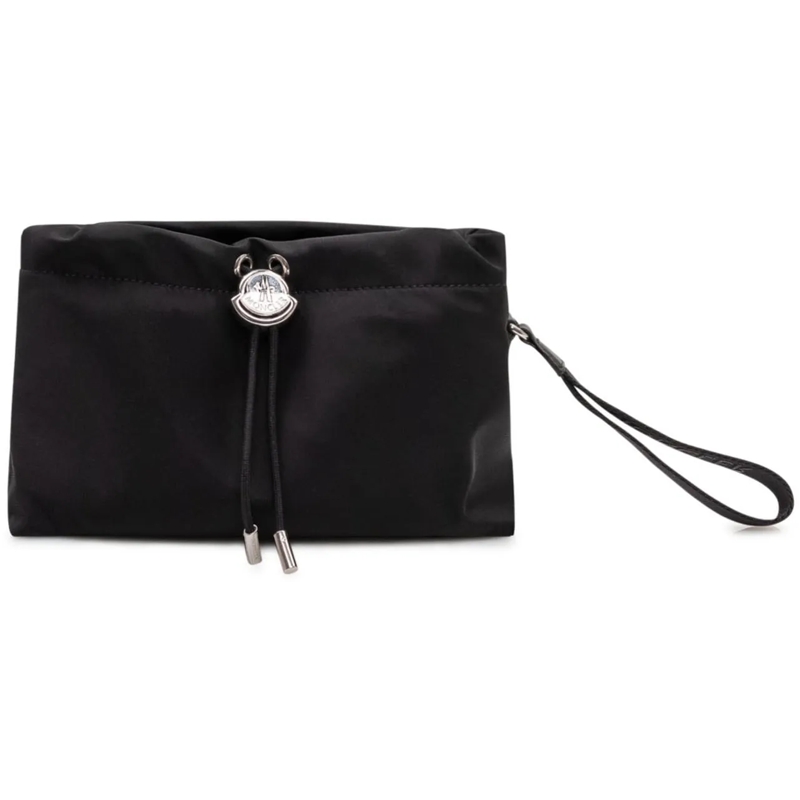 Moncler Clutch Pouch in Nylon con Coulisse e Logo schwarz