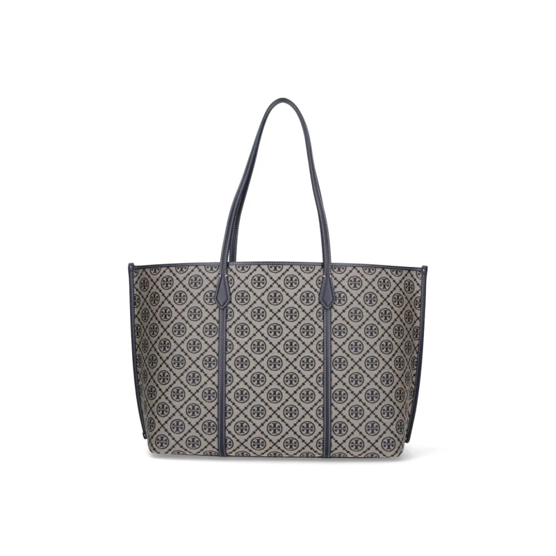 Tory Burch Tote Monogram Tote Bag With Detachable Pouch Grey
