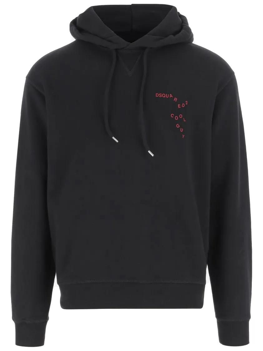 Thumbnail - Dsquared2 - Drawstring Hood Cotton Sweatshirt - Größe L - schwarz