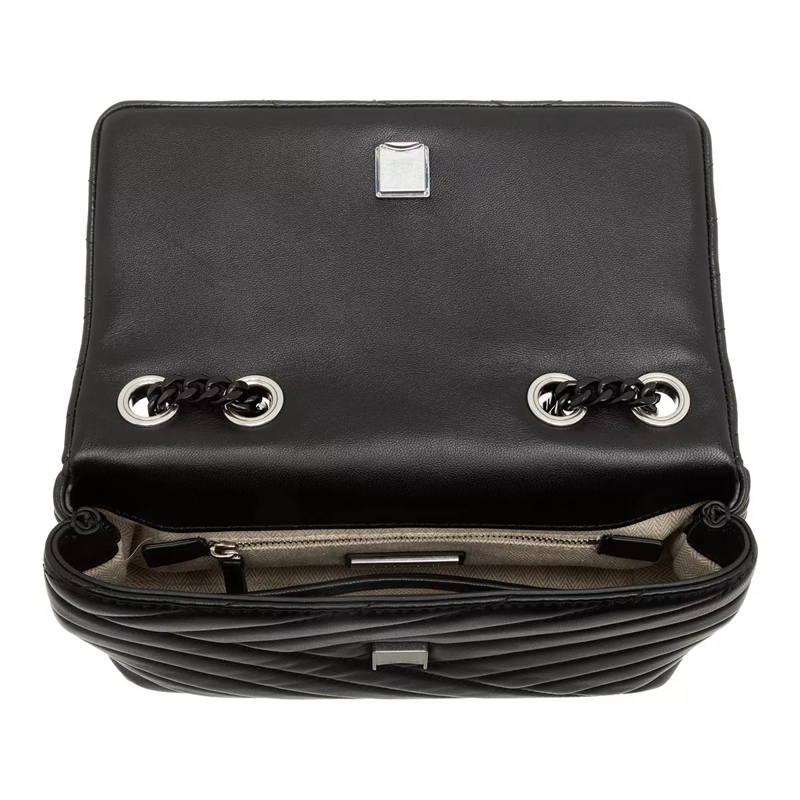 Tory Burch Schultertasche Kira Chevron Powder Coated Small Convertible Shoul Black / Silver(Image 10)