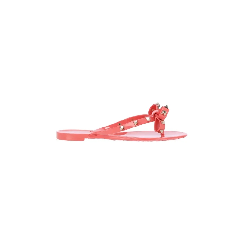 Valentino Garavani Balletschoenen "Rockstud" Flip-Flops In Red Rubber Red
