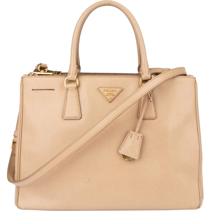 Prada Schultertasche Prada Saffiano Leather Galleria Handbag beige
