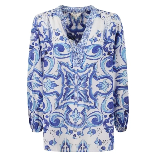 Inoa Blue V-Neck Blouse Blue Blouses