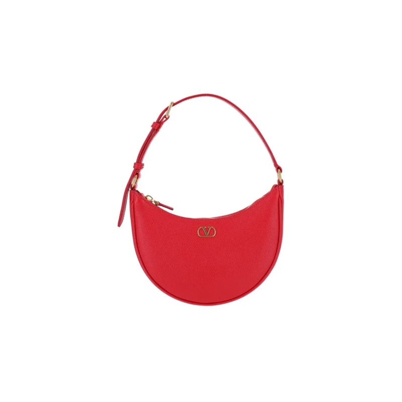 Valentino Garavani Crossbody Bag Red Leather"Vlogo Signature" Mini Hobo Bag Red