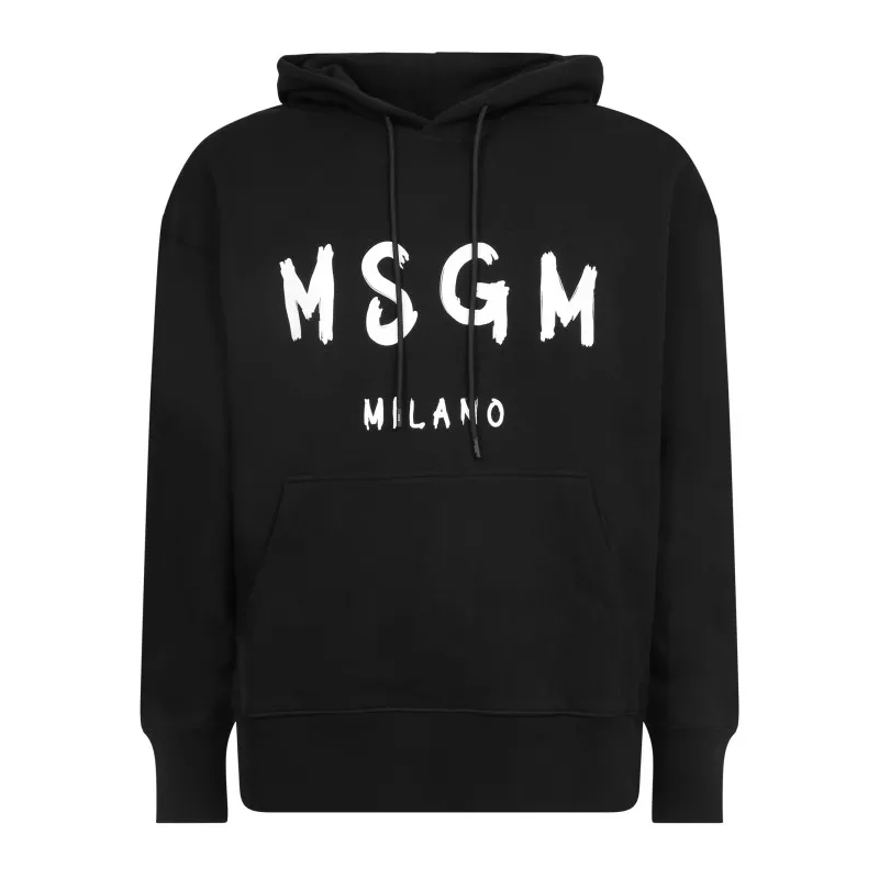 MSGM Sweatshirt Logo Print Hood Sweatshirt Black
