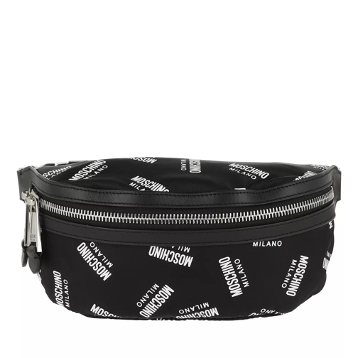 Moschino Belt Bag Nylon Logo Print Black/White Borsetta a tracolla
