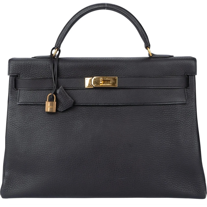 Hermès Schultertasche Hermes Noir Ardennes Leather Kelly 40 Handbag mehrfarbig
