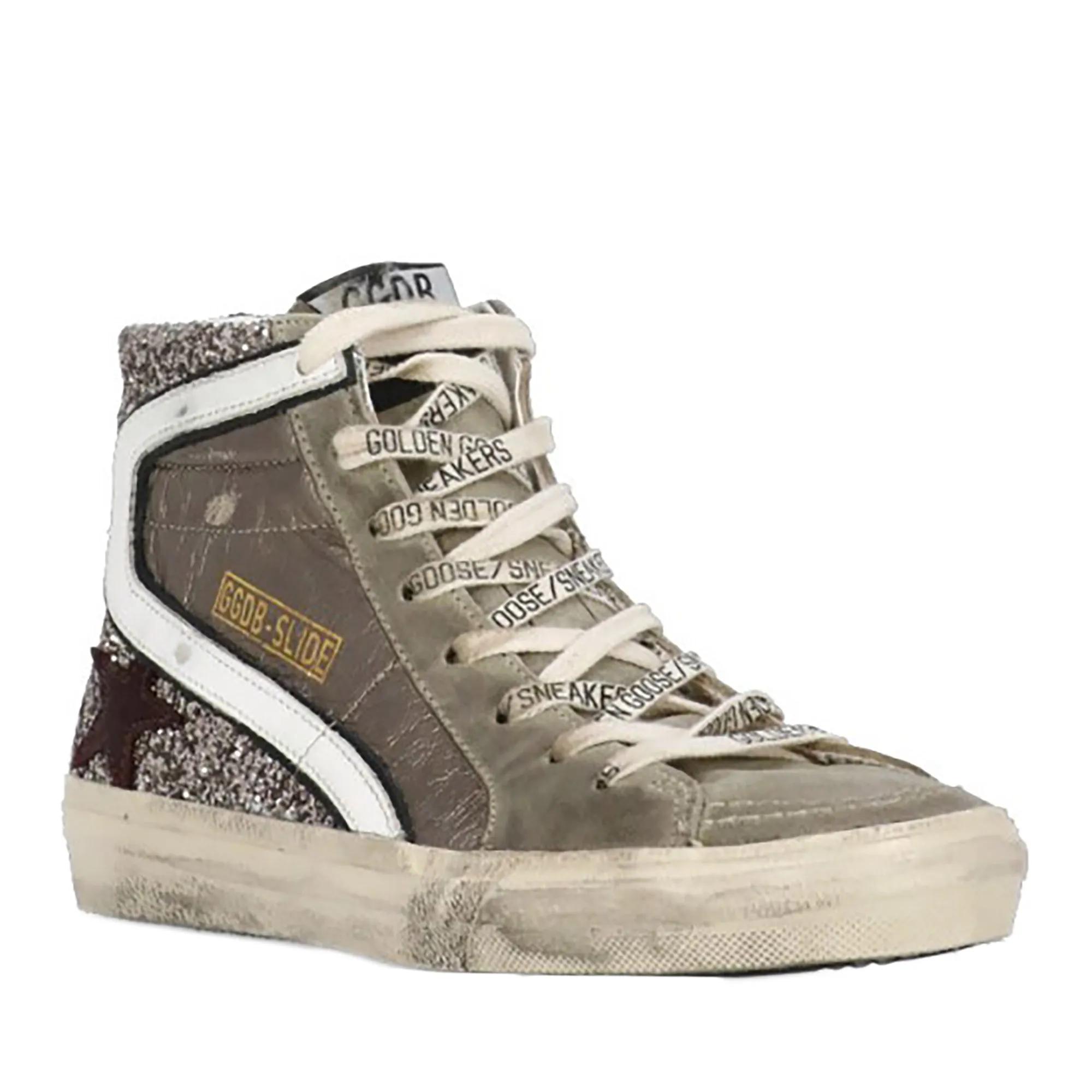 Golden Goose Low-Top Sneakers Grey Leather Hightop Sneakers in grijs