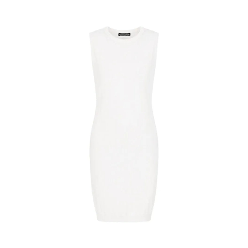 Armani Exchange Midi-jurk Fitted Midi Dress With Textured Fabric White