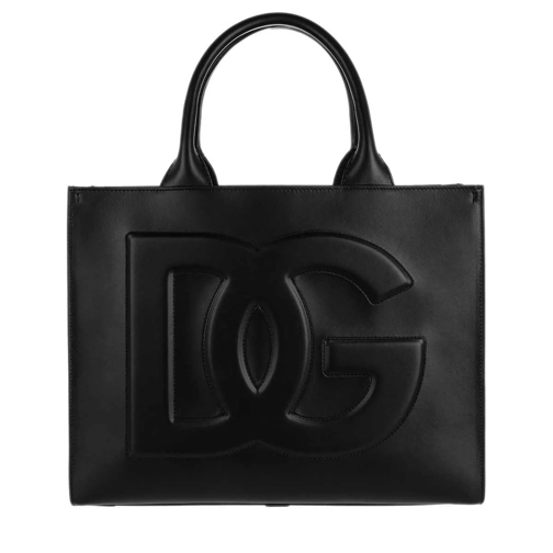 Dolce&Gabbana Small DG Daily Shopper Leather Black Draagtas