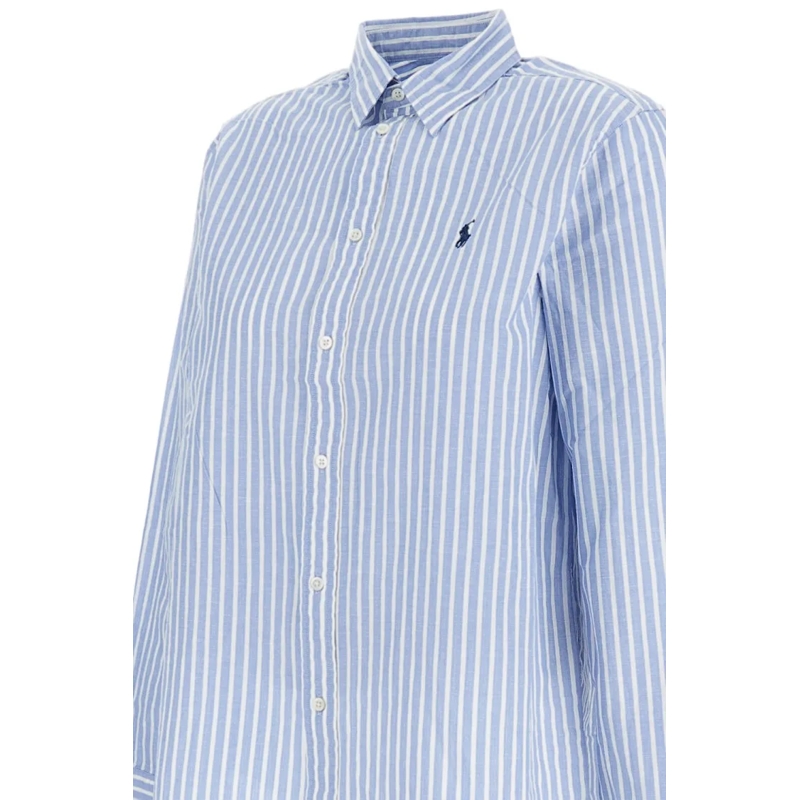 Polo Ralph Lauren Bluse Vertical Striped Button-Up Shirt With Iconic Logo Blue(Image 3)