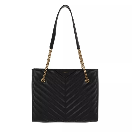 Saint Laurent Tribeca M Crossbody Bag Leather Black Rymlig shoppingväska