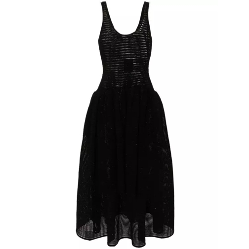 Self Portrait Crochet-Knit Midi Dress Black 