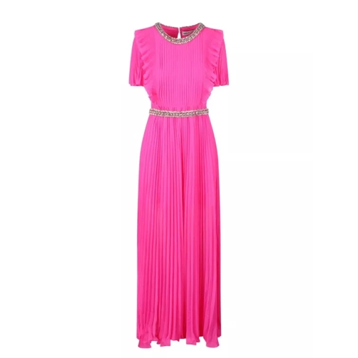 Self Portrait Chiffon Diamante Maxi Dress Pink Maxikleider