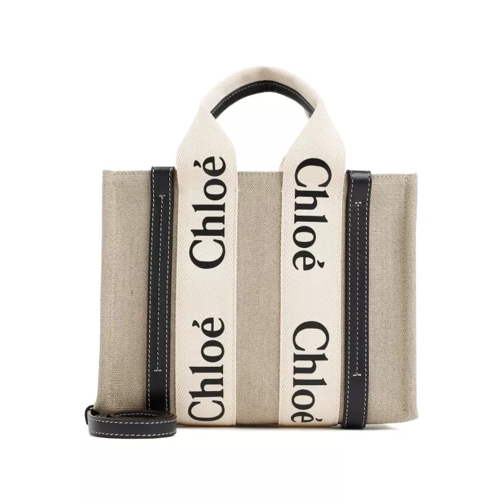 Chloé White Blue Small Woody Tote Bag Neutrals Rymlig shoppingväska