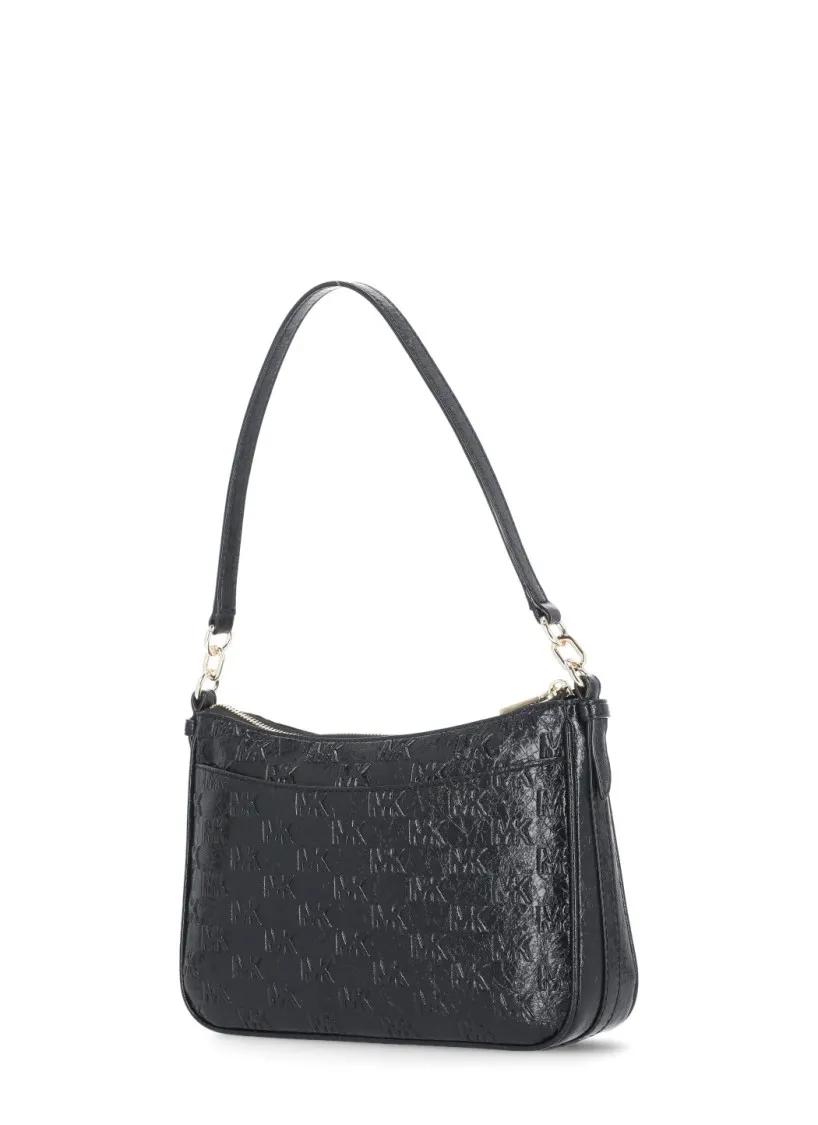 Michael Kors Hobo bags Monogram Textured Jet Set Shoulder Bag in zwart