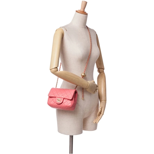 Chanel Sac à bandoulière 2021 Mini Square Classic Lambskin Pearl Crush Sing rose (Image 21)