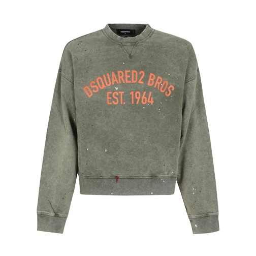 Dsquared2 Sweatshirts Vintage Washed Cotton Crewneck Green