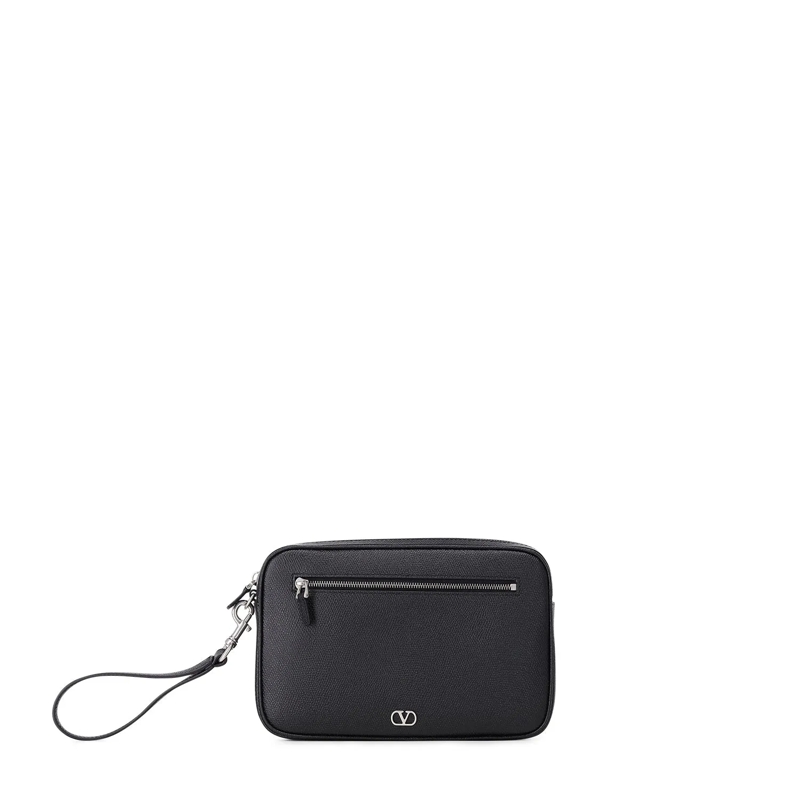 Valentino Garavani Geldbörse Pochette aus Leder schwarz