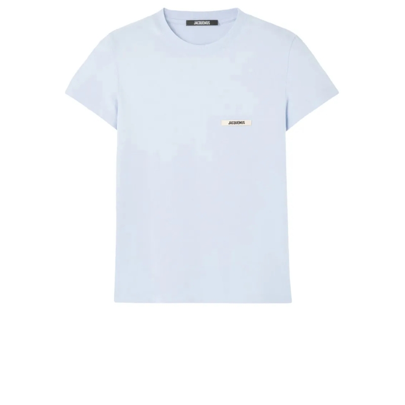 Jacquemus T-shirt Light Blue Cotton T-Shirt With Ribbed Neckline White