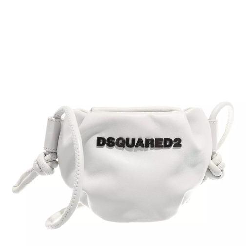 Dsquared2 Logo Crossbody Bag Soft Leather White Micro borsa