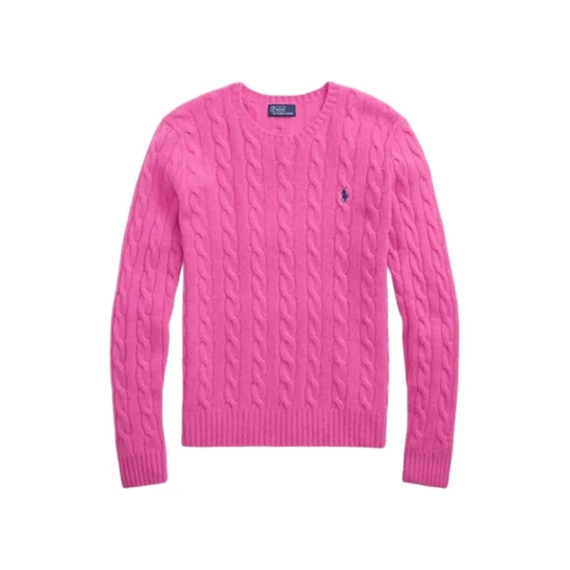Polo Ralph Lauren Pullover Cable Knit Wool-Cashmere Blend Sweater Pink