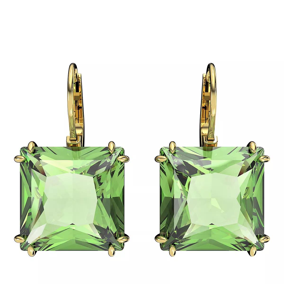 Thumbnail - Swarovski Ohrringe - Millenia drop Square cut Gold-tone plated - Gr. unisize - in Grün - für Damen