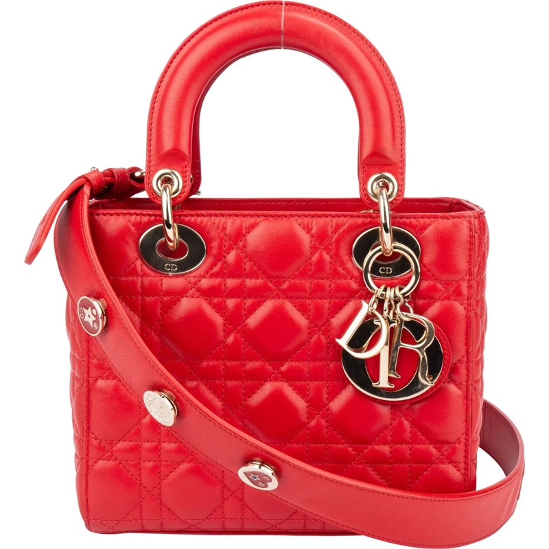 Christian Dior Schultertasche Christian Dior Quilted Leather ABC Lady Dior Handb rot