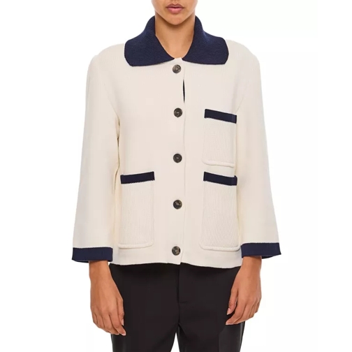 Thom Browne Polo Collar Cotton And Cashmere Jacket White 