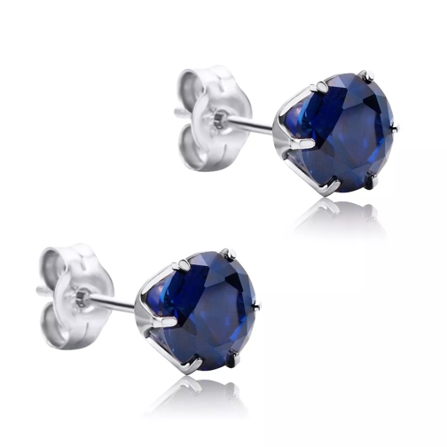 DIAMADA 9KT Created Sapphire Earring White Gold Stud