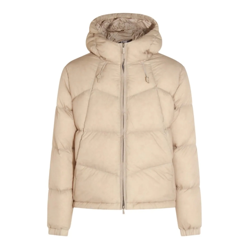 K-Way Daunenjacke Quilted Padded Jacket With Attached Hood Neutrals