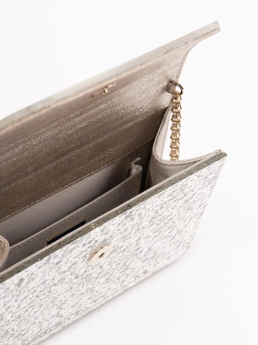 Jimmy Choo Clutches Glittering Acrylic Clutch With Gold Chain Strap in staalgrijs