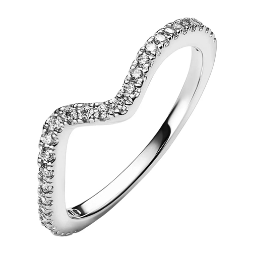 Pandora Wave sterling silver ring with clear cubic Pavéring