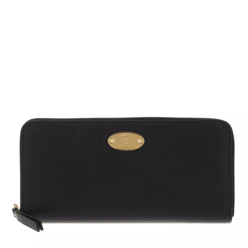 Mulberry Plaque 8 Credit Card Zip Purse Leather Black Portemonnaie mit Zip-Around-Reißverschluss