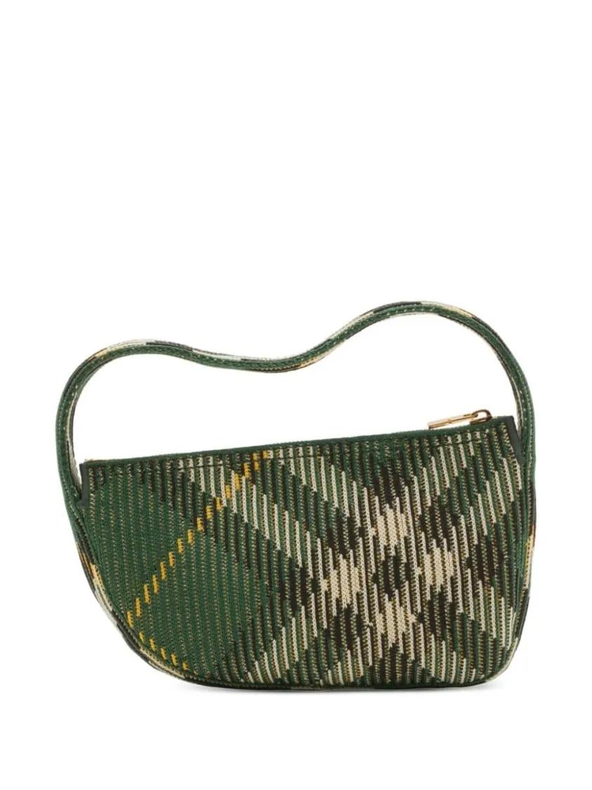 Burberry Groene Nylon Baguette Tas met Top Handvat Green Dames