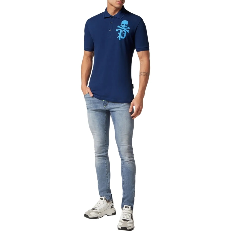 Philipp Plein Top Poloshirt Skull&Bones dunkel-blau(Image 5)