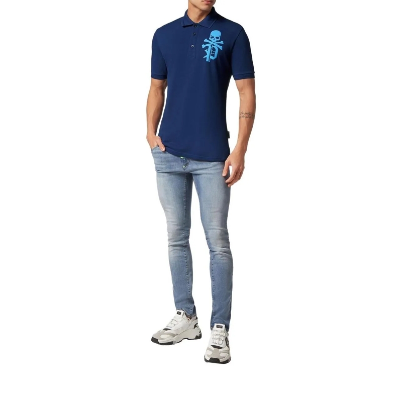 Philipp Plein Poloshirt Poloshirt Skull&Bones dunkel-blau(Image 3)