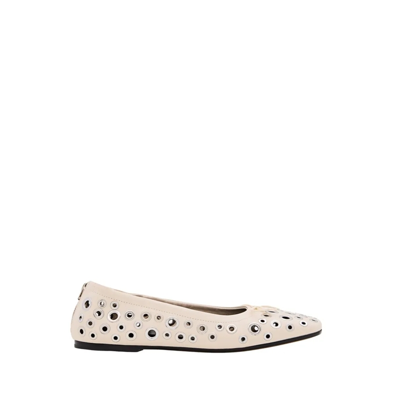 Golden Goose Ballerinas Cream Amy Square Toe Leather Ballet Flats Neutrals