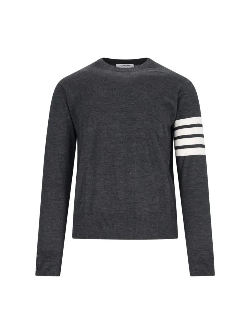 Thumbnail - Thom Browne - 4-Bar Wool Sweater – Grey - Größe 4 - grau