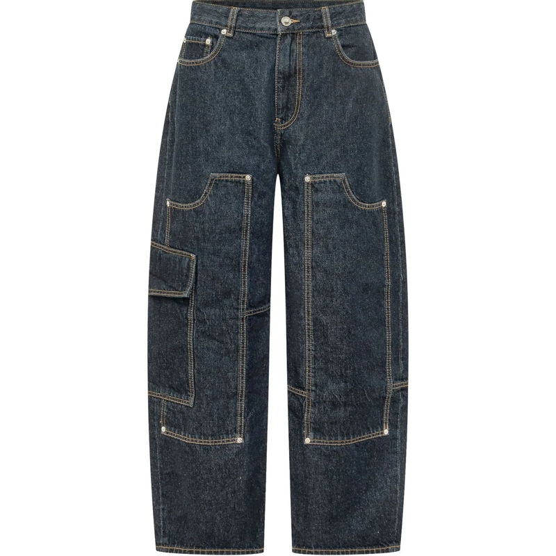 GANNI Boyfriend-Jeans Audri Pantaloni Denim con Tasche dunkelblau