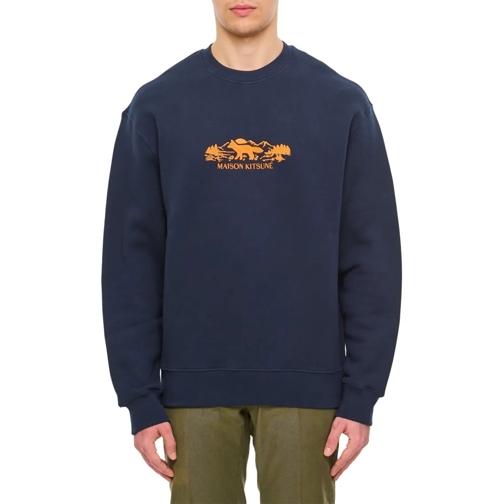 Maison Kitsune Sweatshirts Outdoor Profile Fox Comfort Sweatshirt Blue