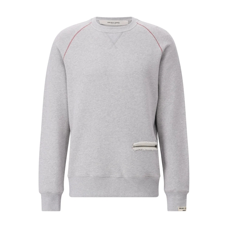 Golden Goose Pullover Sweatshirt mit Kontrastnaht Grau