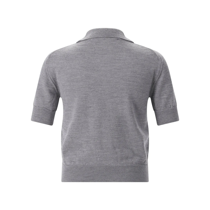 AMI Paris Poloshirt Poloshirt aus Merinowolle grau(Image 3)