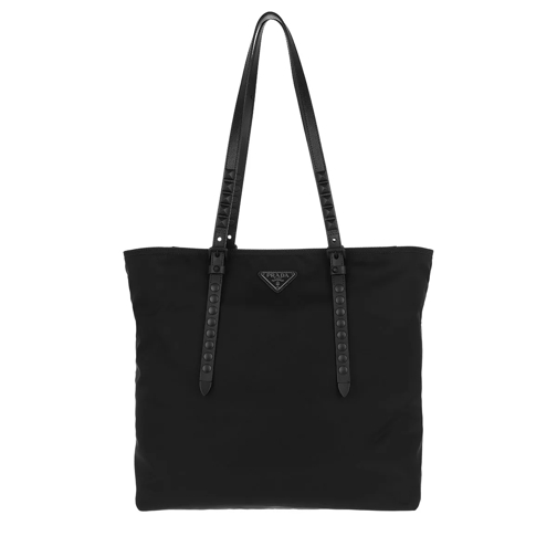 Prada Tote Bag With Studs Prada Nylon Black Rymlig shoppingväska