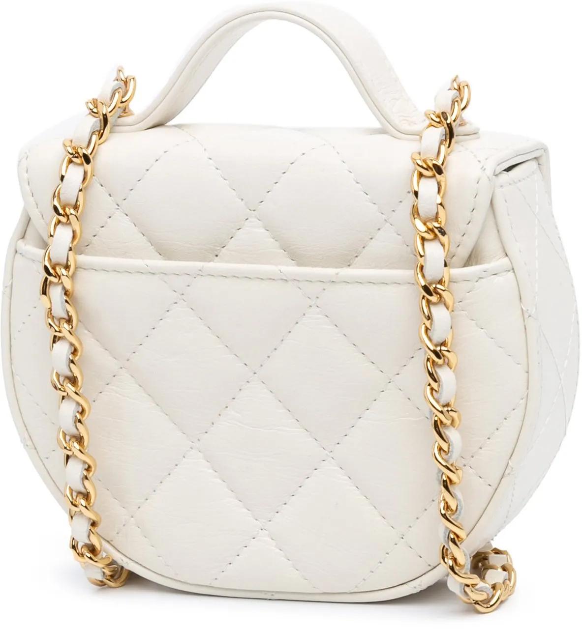 Chanel Clutches Mini CC Quilted Aged Calfskin Top Handle Clutch wi in wit