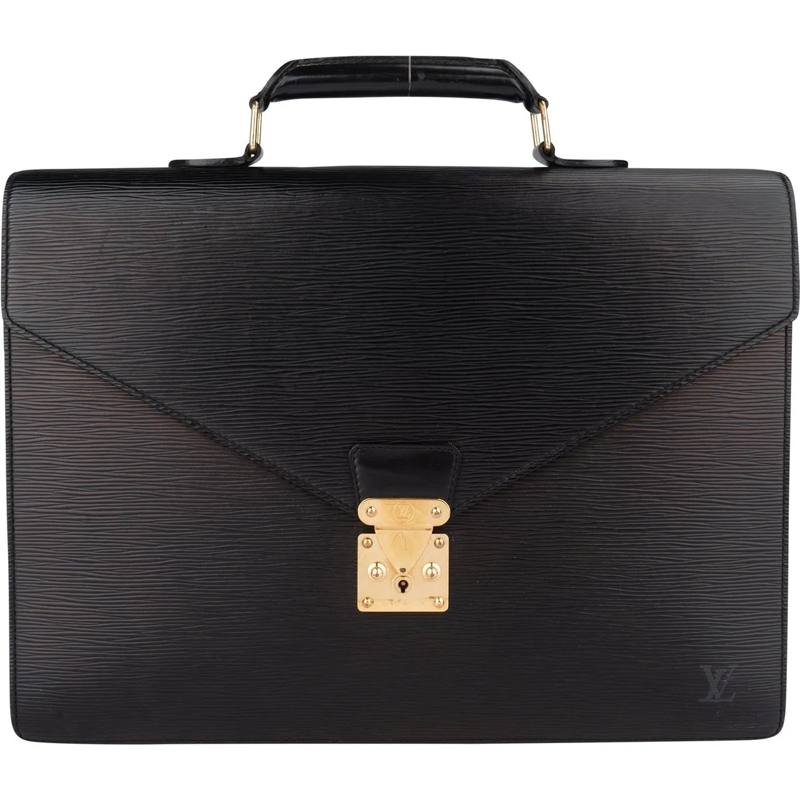 Louis Vuitton Schultertasche Louis Vuitton Noir Epi Leather Serviette Business  schwarz