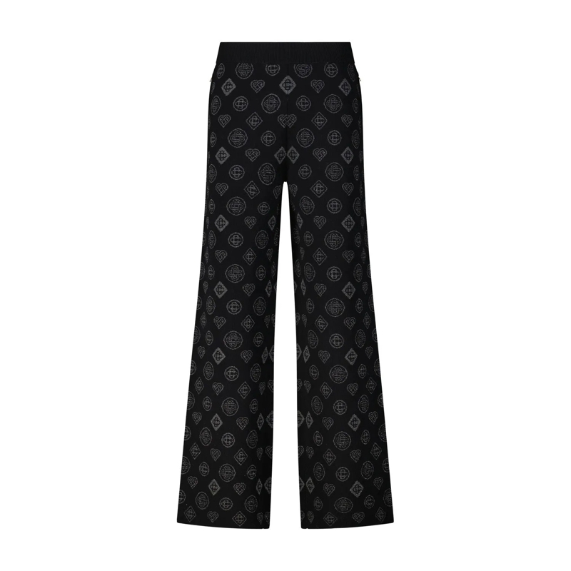 Casablanca Anzugshose Black Jacquard Trousers With Grey Logo Pattern Schwarz