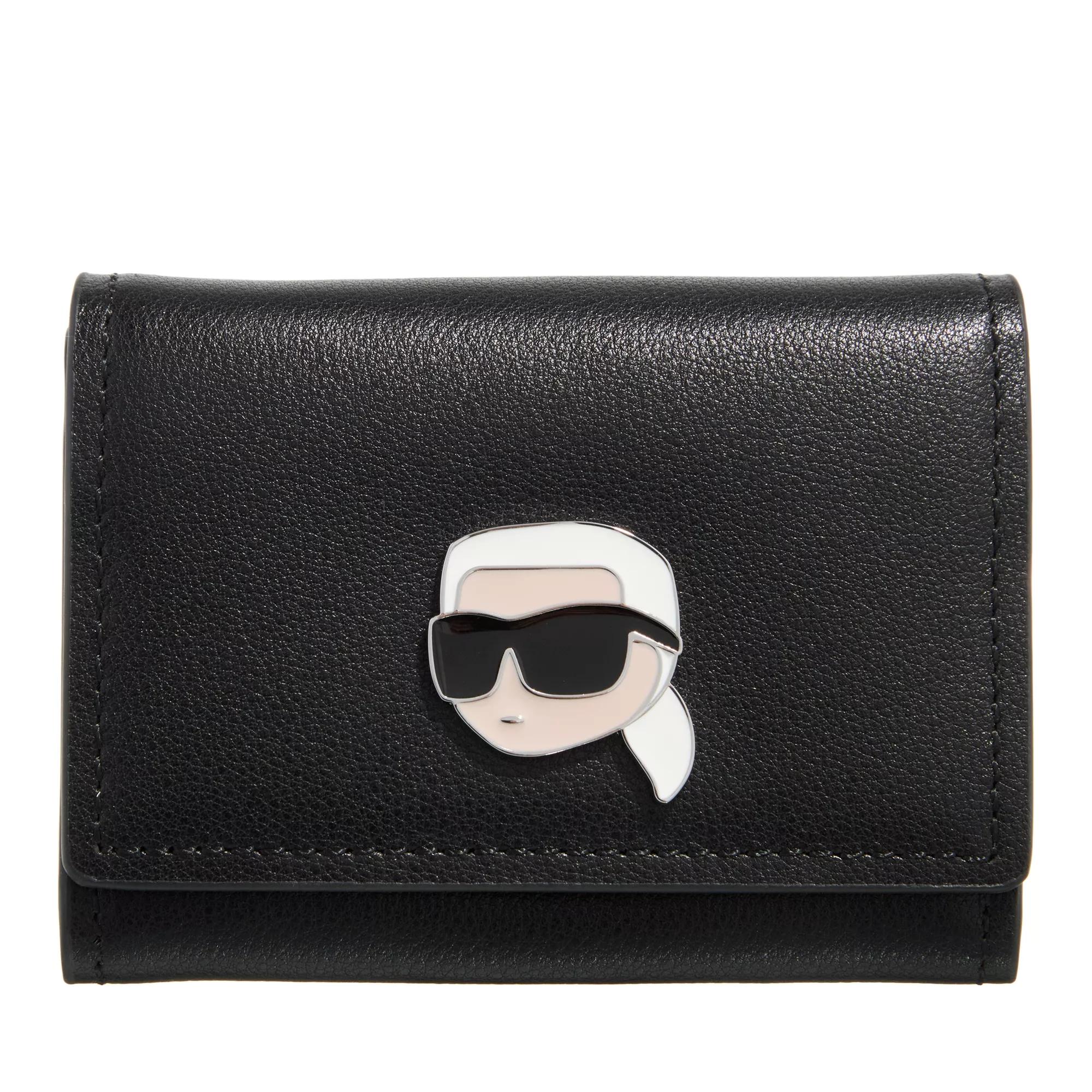 Karl Lagerfeld Portemonnaie - K/Ikonik 2.0 Leather Small Fl - Gr. unisize - in Schwarz - für Damen