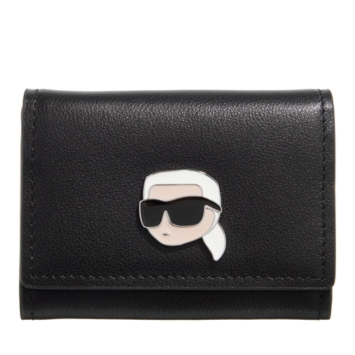 Karl Lagerfeld K/Ikonik 2.0 Leather Small Fl Black Bi-Fold Wallet