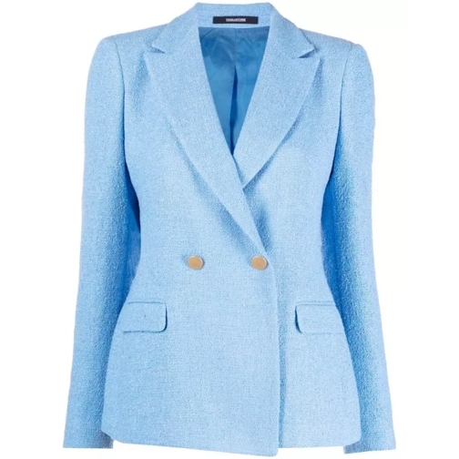 Tagliatore Sky Blue Double-Breasted Tailored Blazer Blue 